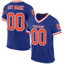 Load image into Gallery viewer, Custom Royal Orange-White Mesh Authentic Throwback Football Jersey