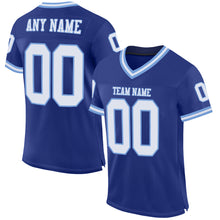 Load image into Gallery viewer, Custom Royal White-Light Blue Mesh Authentic Throwback Football Jersey