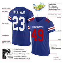 Load image into Gallery viewer, Custom Royal White-Red Mesh Authentic Football Jersey