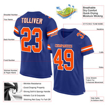 Load image into Gallery viewer, Custom Royal Orange-White Mesh Authentic Football Jersey
