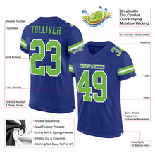 Load image into Gallery viewer, Custom Royal Neon Green-White Mesh Authentic Football Jersey