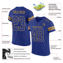 Load image into Gallery viewer, Custom Royal Royal-Old Gold Mesh Authentic Football Jersey