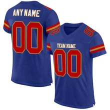 Load image into Gallery viewer, Custom Royal Red-Old Gold Mesh Authentic Football Jersey