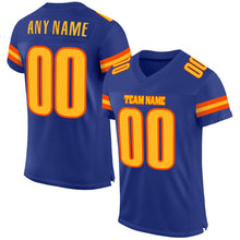 Load image into Gallery viewer, Custom Royal Gold-Orange Mesh Authentic Football Jersey