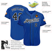 Load image into Gallery viewer, Custom Royal White Pinstripe Black-White Authentic Baseball Jersey