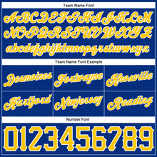 Load image into Gallery viewer, Custom Royal White Pinstripe Gold-White Authentic Basketball Shorts