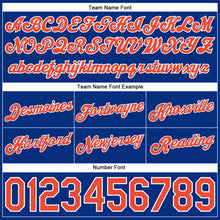 Load image into Gallery viewer, Custom Royal White Pinstripe Orange-White Authentic Basketball Shorts