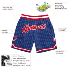 Load image into Gallery viewer, Custom Royal White Pinstripe Red-White Authentic Basketball Shorts