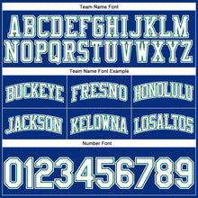 Load image into Gallery viewer, Custom Royal White Pinstripe White-Kelly Green Authentic Basketball Shorts