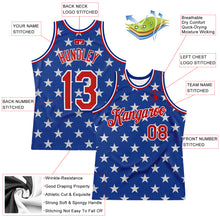 Load image into Gallery viewer, Custom Royal Red-White 3D Pattern Design American Flag Authentic Basketball Jersey