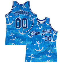 Load image into Gallery viewer, Custom Royal Royal-White 3D Pattern Design Anchors Authentic Basketball Jersey