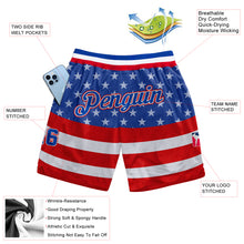 Load image into Gallery viewer, Custom Royal Royal-Red 3D Pattern Design American Flag Authentic Basketball Shorts