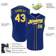 Load image into Gallery viewer, Custom Royal Gold-White Authentic Sleeveless Baseball Jersey