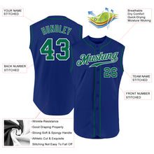 Load image into Gallery viewer, Custom Royal Kelly Green-White Authentic Sleeveless Baseball Jersey
