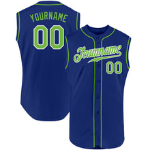 Load image into Gallery viewer, Custom Royal Neon Green-White Authentic Sleeveless Baseball Jersey