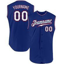 Load image into Gallery viewer, Custom Royal White-Red Authentic Sleeveless Baseball Jersey