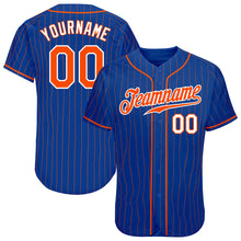 Load image into Gallery viewer, Custom Royal Orange Pinstripe Orange-White Authentic Baseball Jersey