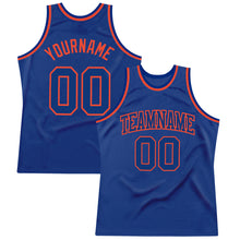 Load image into Gallery viewer, Custom Royal Royal-Orange Authentic Throwback Basketball Jersey