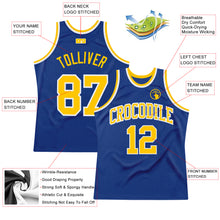 Load image into Gallery viewer, Custom Royal Gold-White Authentic Throwback Basketball Jersey