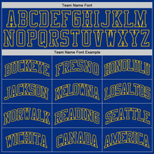 Load image into Gallery viewer, Custom Royal Royal-Gold Authentic Throwback Basketball Jersey