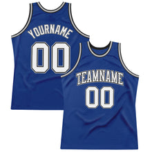 Load image into Gallery viewer, Custom Royal White-Black Authentic Throwback Basketball Jersey