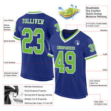 Load image into Gallery viewer, Custom Royal Neon Green-White Mesh Authentic Throwback Football Jersey