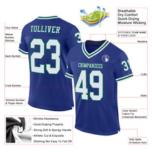 Load image into Gallery viewer, Custom Royal White-Kelly Green Mesh Authentic Throwback Football Jersey