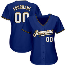 Load image into Gallery viewer, Custom Royal White Old Gold-Black Authentic Baseball Jersey