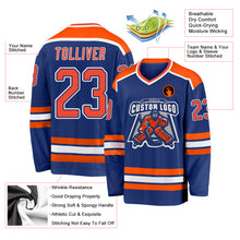 Load image into Gallery viewer, Custom Royal Orange-White Hockey Jersey