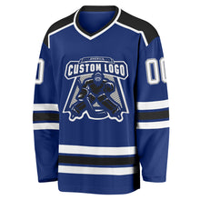Load image into Gallery viewer, Custom Royal White-Black Hockey Jersey