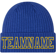 Load image into Gallery viewer, Custom Royal Royal-Gold Stitched Cuffed Knit Hat