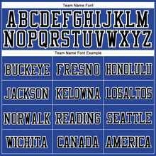 Load image into Gallery viewer, Custom Royal Black-White Stitched Cuffed Knit Hat