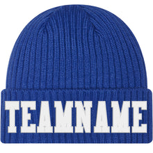 Load image into Gallery viewer, Custom Royal White Stitched Cuffed Knit Hat