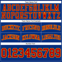 Load image into Gallery viewer, Custom Royal Red-Gold Authentic Throwback Basketball Shorts