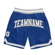 Load image into Gallery viewer, Custom Royal White Black-Gray Authentic Throwback Basketball Shorts