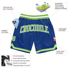 Load image into Gallery viewer, Custom Royal Neon Green-White Authentic Throwback Basketball Shorts