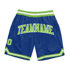 Load image into Gallery viewer, Custom Royal Neon Green-White Authentic Throwback Basketball Shorts