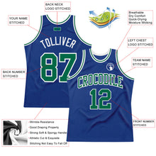 Load image into Gallery viewer, Custom Royal Kelly Green-White Authentic Throwback Basketball Jersey