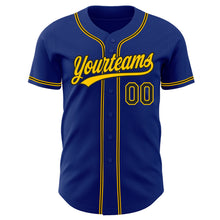 Load image into Gallery viewer, Custom Royal Black-Gold Authentic Baseball Jersey