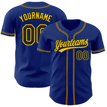 Load image into Gallery viewer, Custom Royal Black-Gold Authentic Baseball Jersey