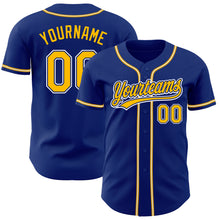 Load image into Gallery viewer, Custom Royal Gold-White Authentic Baseball Jersey