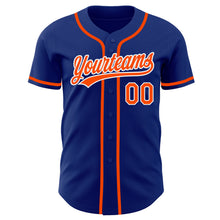 Load image into Gallery viewer, Custom Royal Orange-White Authentic Baseball Jersey