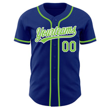 Load image into Gallery viewer, Custom Royal Neon Green-White Authentic Baseball Jersey
