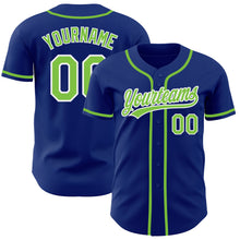 Load image into Gallery viewer, Custom Royal Neon Green-White Authentic Baseball Jersey
