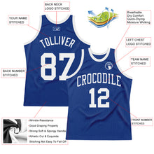 Load image into Gallery viewer, Custom Royal White Authentic Throwback Basketball Jersey