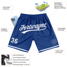 Load image into Gallery viewer, Custom Royal White Authentic Throwback Basketball Shorts