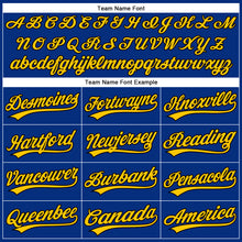 Load image into Gallery viewer, Custom Royal Yellow Pinstripe Black Authentic Baseball Jersey