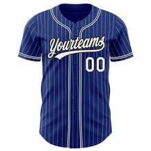Load image into Gallery viewer, Custom Royal White Pinstripe Black Authentic Baseball Jersey