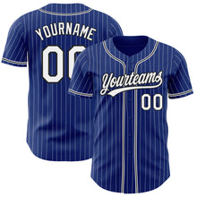 Load image into Gallery viewer, Custom Royal White Pinstripe Black Authentic Baseball Jersey