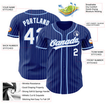 Load image into Gallery viewer, Custom Royal White Pinstripe Light Blue Authentic Baseball Jersey